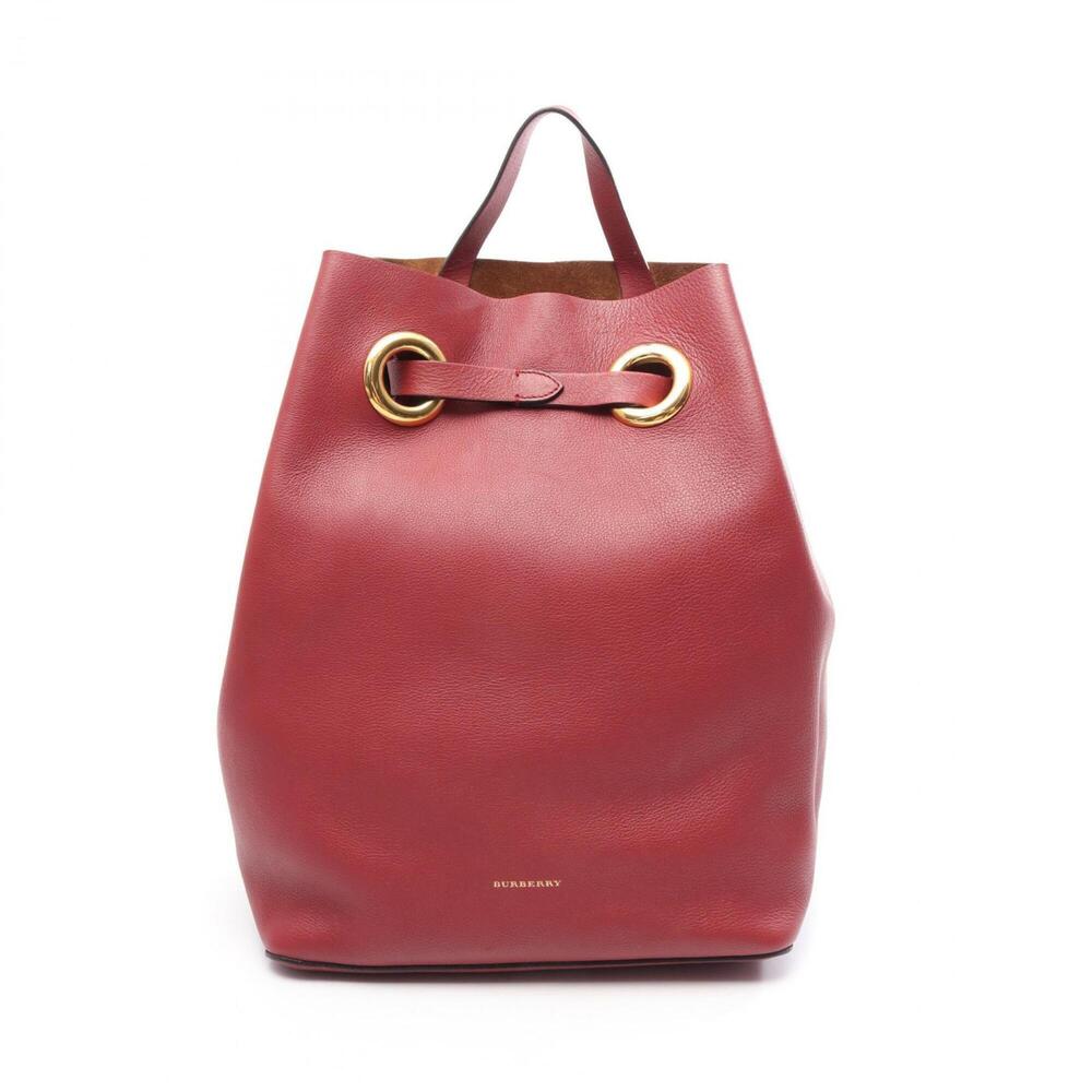 Burberry drawstring backpack/handbag, leather, women's, red.